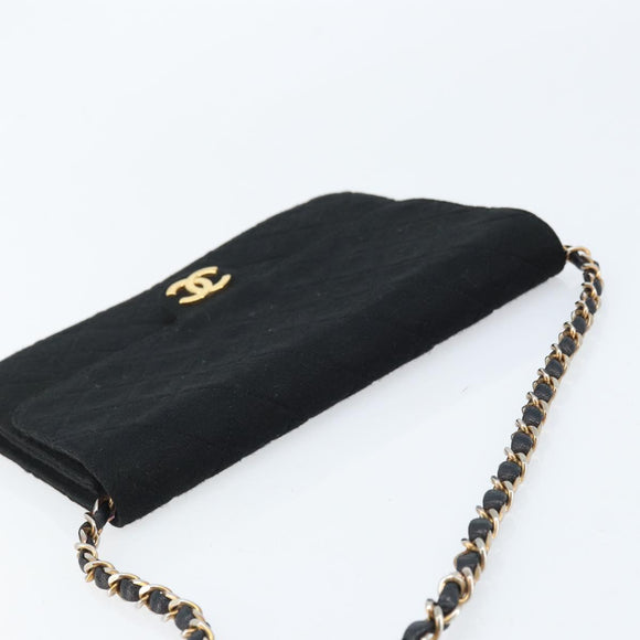 CHANEL Chain Matelasse 22 Shoulder Bag Jersey Black Gold CC Auth 173155