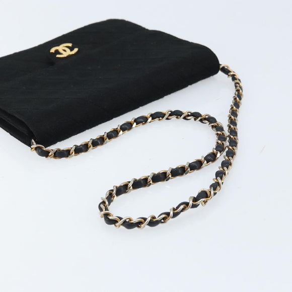 CHANEL Chain Matelasse 22 Shoulder Bag Jersey Black Gold CC Auth 173155
