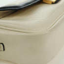 FENDI Easy Baguette Chain Schultertasche Leder Elfenbein Gold Auth 173156M-15
