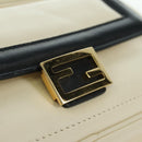 FENDI Easy Baguette Chain Schultertasche Leder Elfenbein Gold Auth 173156M-19