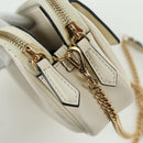 FENDI Easy Baguette Chain Schultertasche Leder Elfenbein Gold Auth 173156M-23