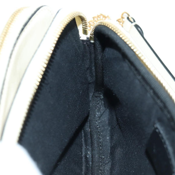 FENDI Easy Baguette Chain Schultertasche Leder Elfenbein Gold Auth 173156M