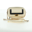 FENDI Easy Baguette Chain Schultertasche Leder Elfenbein Gold Auth 173156M-12
