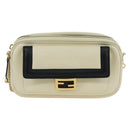 FENDI Easy Baguette Chain Schultertasche Leder Elfenbein Gold Auth 173156M-13