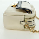 FENDI Easy Baguette Chain Schultertasche Leder Elfenbein Gold Auth 173156M-5
