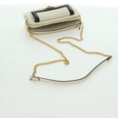 FENDI Easy Baguette Chain Schultertasche Leder Elfenbein Gold Auth 173156M-8