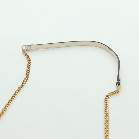 FENDI Easy Baguette Chain Schultertasche Leder Elfenbein Gold Auth 173156M