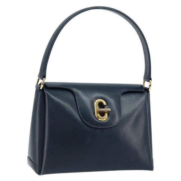 GUCCI Handtas Leer Marineblauw goud 000 406 1080 Auth 173159