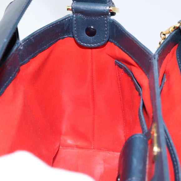 GUCCI Handtas Leer Marineblauw goud 000 406 1080 Auth 173159