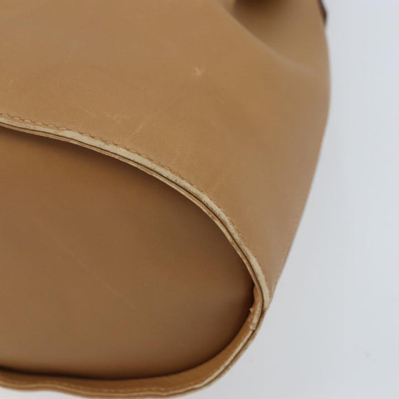 Salvatore Ferragamo Gancini Shoulder Bag Leather Beige Gold Auth 173160