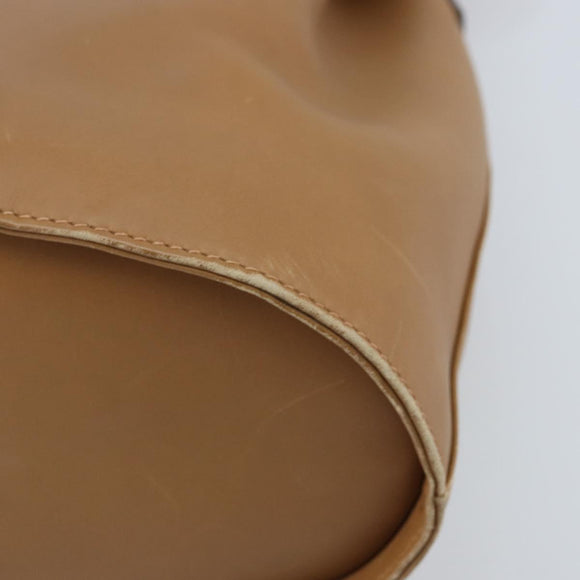Salvatore Ferragamo Gancini Shoulder Bag Leather Beige Gold Auth 173160