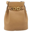Salvatore Ferragamo Gancini Shoulder Bag Leather Beige Gold Auth 173160-13