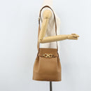 Salvatore Ferragamo Gancini Shoulder Bag Leather Beige Gold Auth 173160-21
