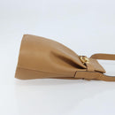 Salvatore Ferragamo Gancini Shoulder Bag Leather Beige Gold Auth 173160-3