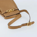 Salvatore Ferragamo Gancini Shoulder Bag Leather Beige Gold Auth 173160-7