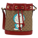 GUCCI GUCCI × Doraemon Micro GG Supreme Bag PVC Beige Gold 647801 Auth 173166SAM-13