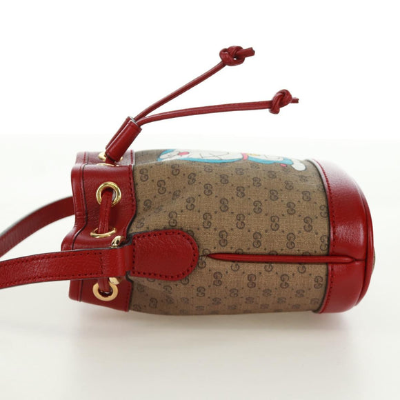 GUCCI GUCCI × Doraemon Micro GG Supreme Bag PVC Beige Gold 647801 Auth 173166SAM