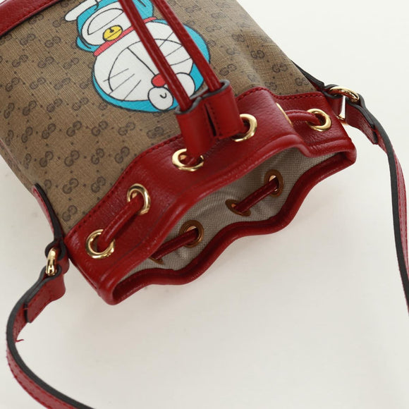 GUCCI GUCCI × Doraemon Micro GG Supreme Bag PVC Beige Gold 647801 Auth 173166SAM
