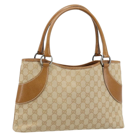 GUCCI GG Canvas Tote Bag Beige Brown 113015 Auth 173169V