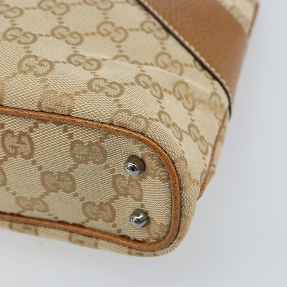 GUCCI GG Canvas Tote Bag Beige Brown 113015 Auth 173169V