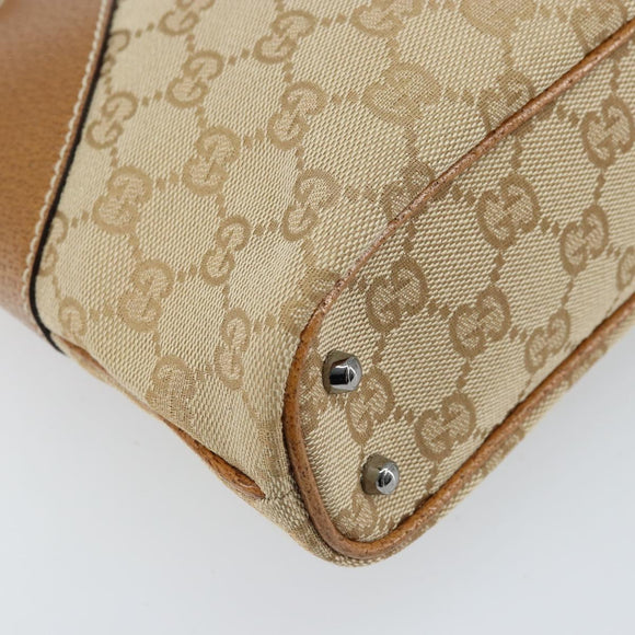 GUCCI GG Canvas Tote Bag Beige Brown 113015 Auth 173169V