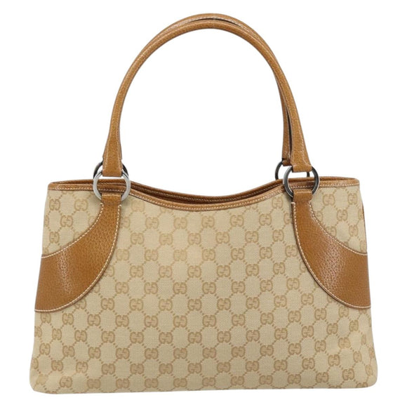 GUCCI GG Canvas Tote Bag Beige Brown 113015 Auth 173169V