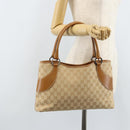 GUCCI GG Canvas Tote Bag Beige Brown 113015 Auth 173169V-22