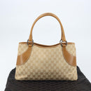 GUCCI GG Canvas Tote Bag Beige Brown 113015 Auth 173169V-23