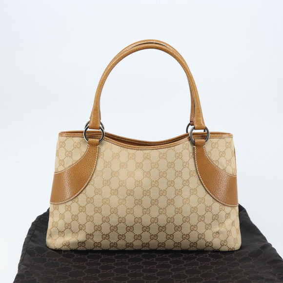 GUCCI GG Canvas Tote Bag Beige Brown 113015 Auth 173169V