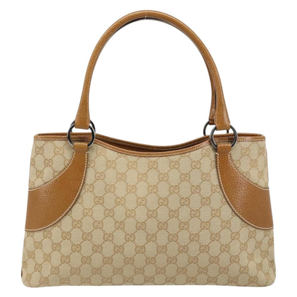 GUCCI GG Canvas Tote Bag Beige Brown 113015 Auth 173169V