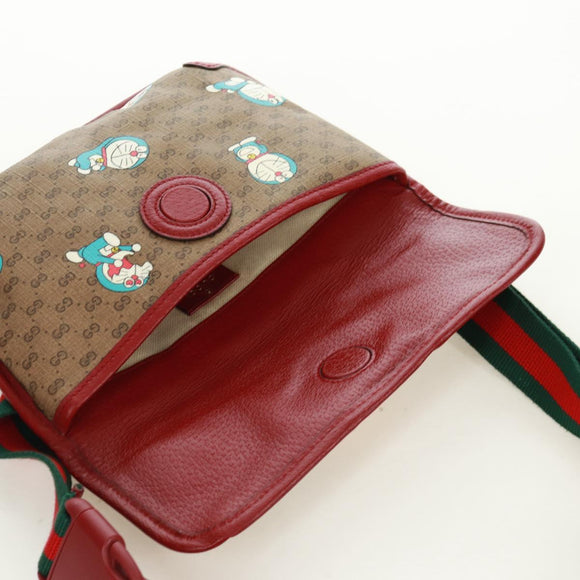 GUCCI GG Supreme Web Sherry Line Waist bag PVC Beige Gold 647817 Auth 173178M
