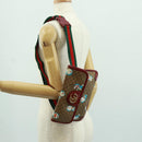 GUCCI GG Supreme Web Sherry Line Waist bag PVC Beige Gold 647817 Auth 173178M-25