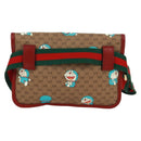 GUCCI GG Supreme Web Sherry Line Waist bag PVC Beige Gold 647817 Auth 173178M-2