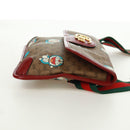 GUCCI GG Supreme Web Sherry Line Waist bag PVC Beige Gold 647817 Auth 173178M-4