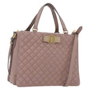 Salvatore Ferragamo Vala Shoulder Bag Leather 2way Purple Gold Auth 173180-1