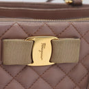 Salvatore Ferragamo Vala Shoulder Bag Leather 2way Purple Gold Auth 173180-19