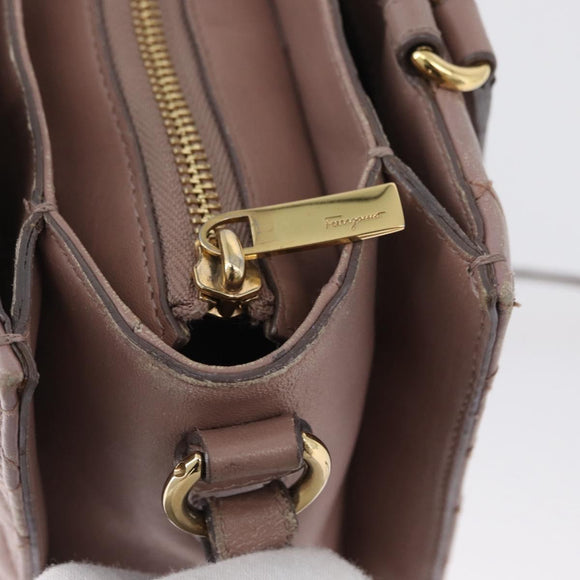 Salvatore Ferragamo Vala Shoulder Bag Leather 2way Purple Gold Auth 173180