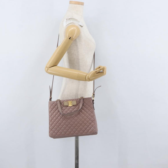 Salvatore Ferragamo Vala Shoulder Bag Leather 2way Purple Gold Auth 173180