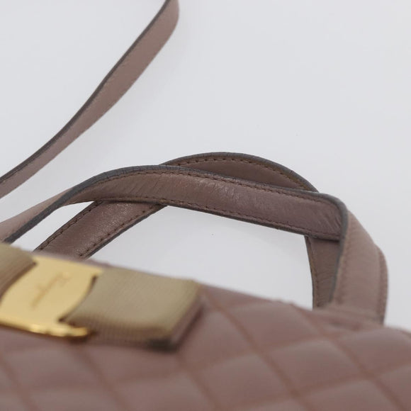 Salvatore Ferragamo Vala Shoulder Bag Leather 2way Purple Gold Auth 173180