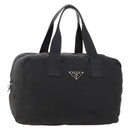 PRADA Boston Bag Nylon Black Silver Auth 173182-1