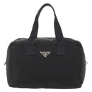 PRADA Boston Bag Nylon Black Silver Auth 173182-13
