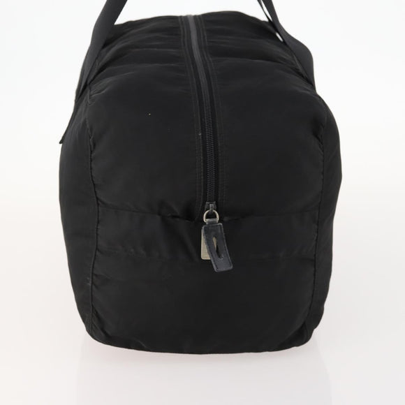 PRADA Boston Bag Nylon Black Silver Auth 173182