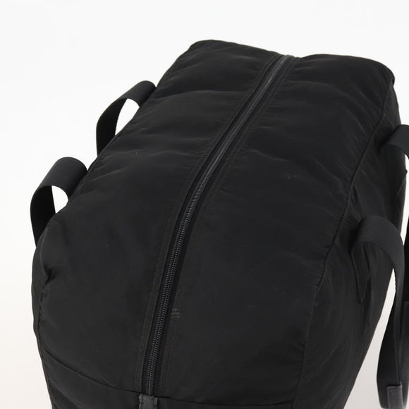 PRADA Boston Bag Nylon Black Silver Auth 173182