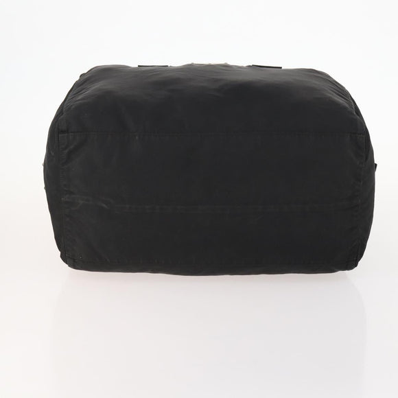 PRADA Boston Bag Nylon Black Silver Auth 173182