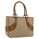 GUCCI GG Canvas Hand Bag PVC Beige Silver 113011 Auth 173185V-1