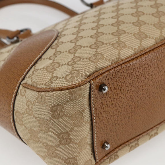 GUCCI GG Canvas Hand Bag PVC Beige Silver 113011 Auth 173185V