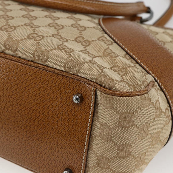 GUCCI GG Canvas Hand Bag PVC Beige Silver 113011 Auth 173185V