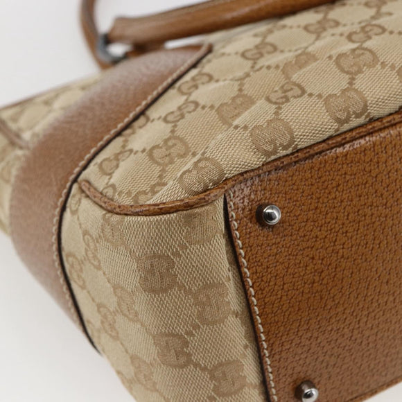 GUCCI GG Canvas Hand Bag PVC Beige Silver 113011 Auth 173185V