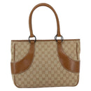 GUCCI GG Canvas Hand Bag PVC Beige Silver 113011 Auth 173185V-13
