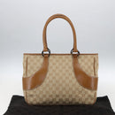 GUCCI GG Canvas Hand Bag PVC Beige Silver 113011 Auth 173185V-12